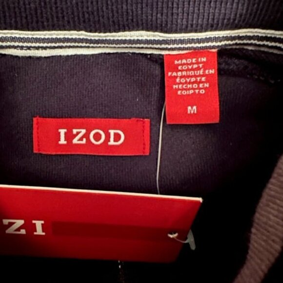 IZOD Mens Classic Quarter Zip Rugby Pullover Sweater Size M Peacoat Blue NWT - Picture 5 of 10